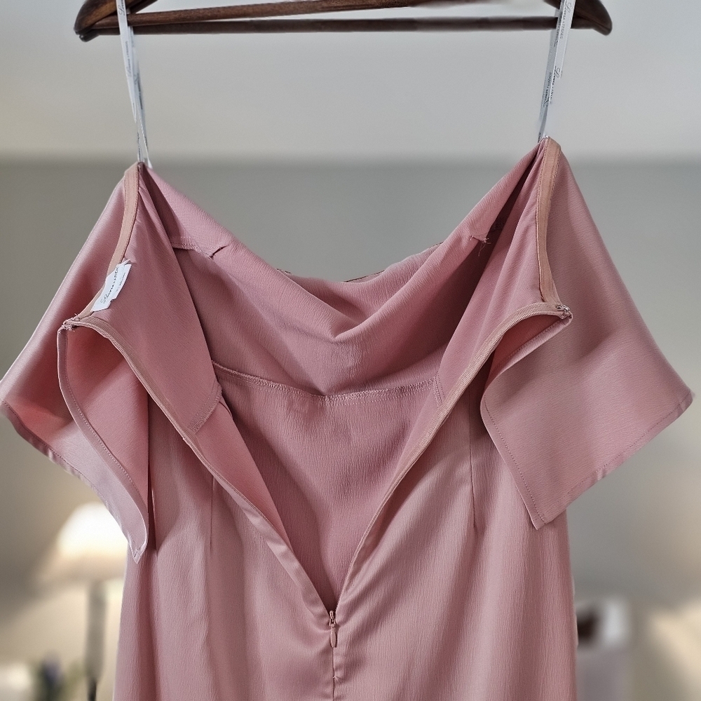 Lovers + Friends Baby Pink Satin Midi Dress, Size XS - Picture 7 of 12